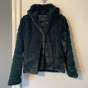 Green faux fur jacket